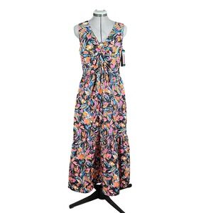 NWT‎ French Connection Women's Twist Front Dress Size Large Floral 100% Cotton